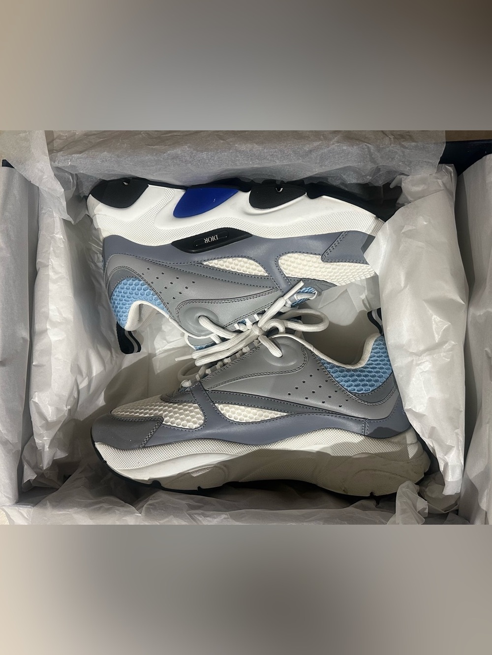 Dior Men’s Gray, Light Blue & White Runner Sneakers